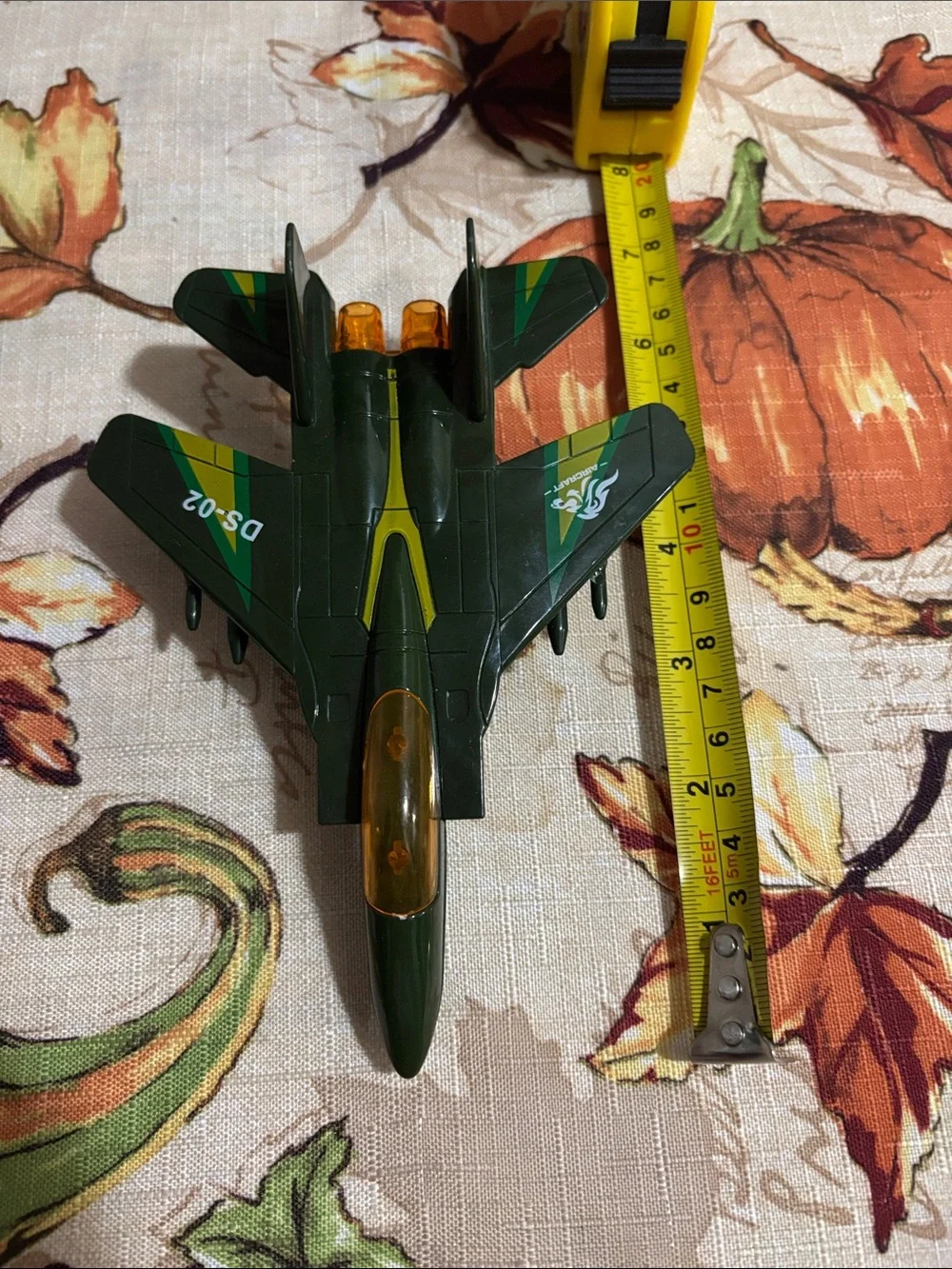 Kids Green Fighter Jet Toy with Orange Canopy